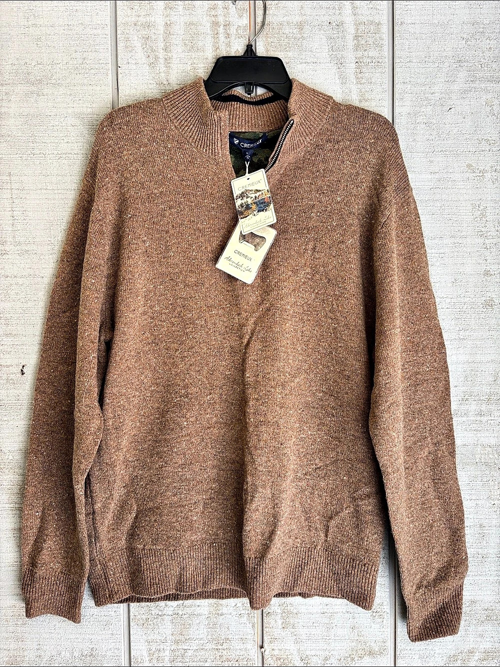 Cremieux Adirondack Lake Collection 1/4 Zip Wool Sweater Men's Sweater Brown
